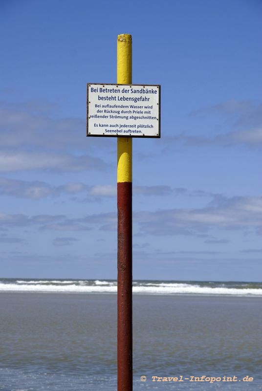 Warnschild Langeoog, Nordsee