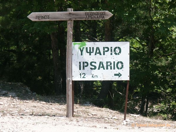 Schild zum Ipsarion, Thassos