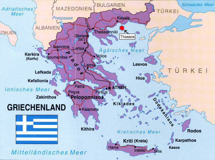 Übersichtskarte Griechenland: Thassos